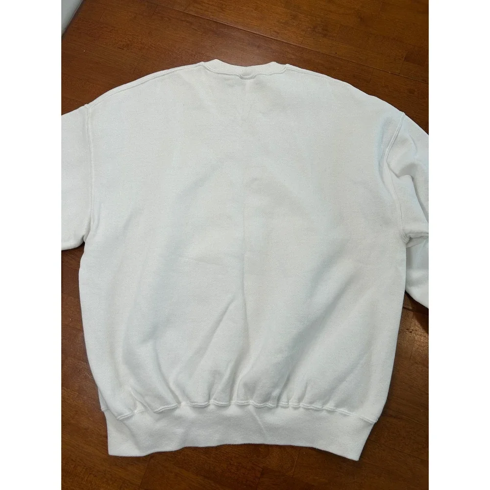 Vintage Jerzees Sweatshirt Unisex XL White 90s Happy Holidays Snowman Graphic